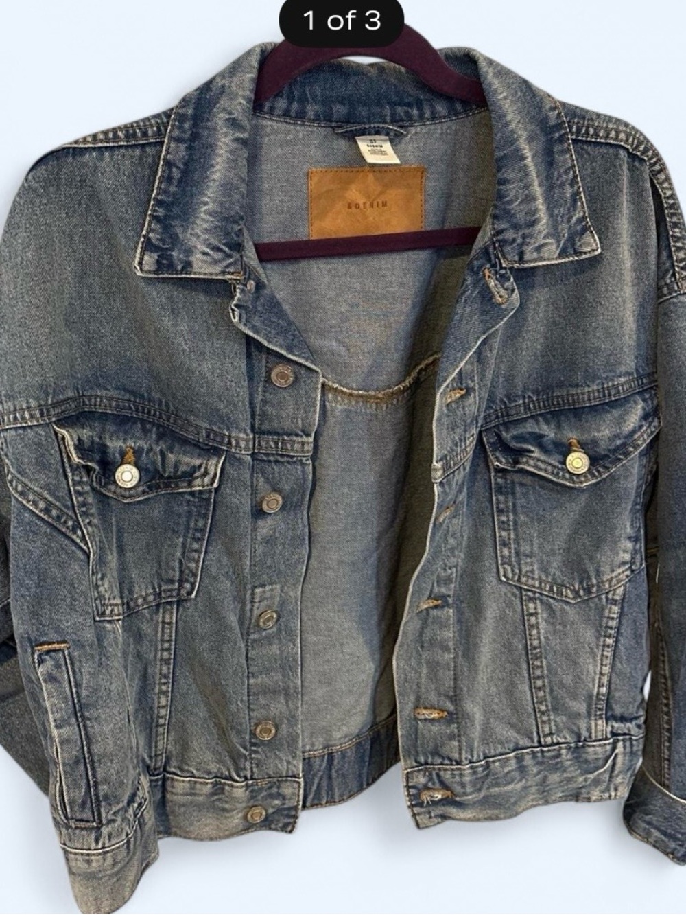 Boxy Washed Denim Jacket - Blue Jean